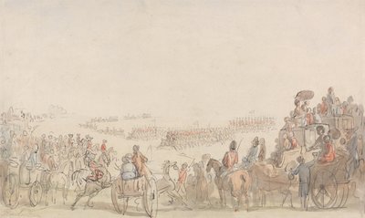 Anmeldelse af Light Horse Volunteers på Wimbledon Common af Thomas Rowlandson